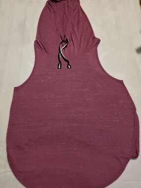 Free People Burgundy Pullover Top with Silver Graphic With Hood